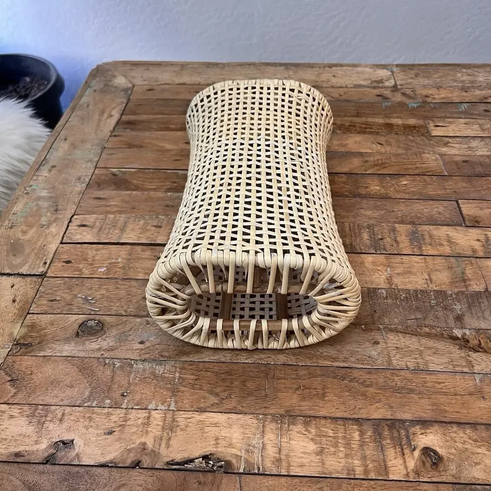 Japanese-style Natural Rattan Pillow Standard Size 7 x 11.5 x 4 in Handmade